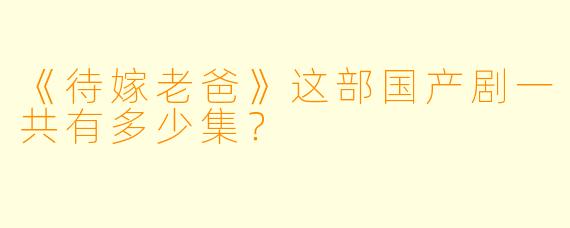 《待嫁老爸》这部国产剧一共有多少集？