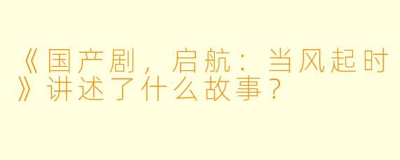 《国产剧，启航：当风起时》讲述了什么故事？