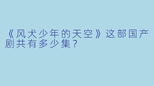 《风犬少年的天空》这部国产剧共有多少集？