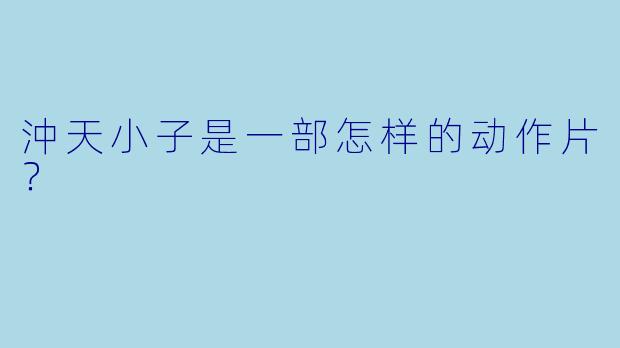 沖天小子是一部怎样的动作片？