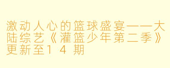 激动人心的篮球盛宴——大陆综艺《灌篮少年第二季》更新至14期
