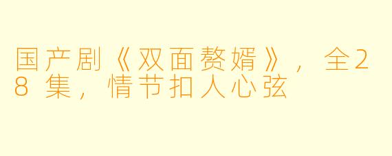 国产剧《双面赘婿》，全28集，情节扣人心弦
