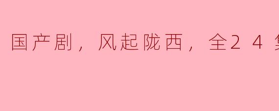 《风起陇西》是一部什么类型的国产剧？