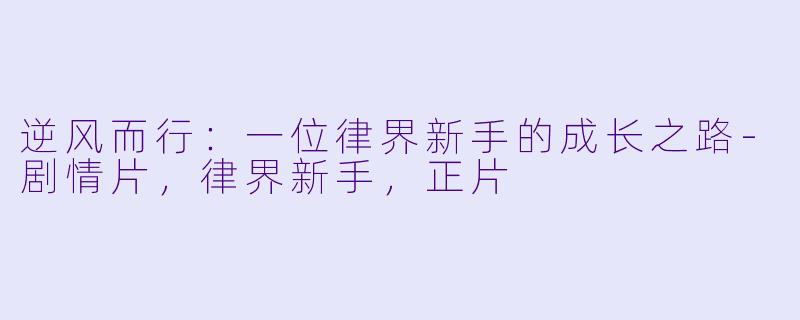 逆风而行：一位律界新手的成长之路