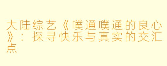 大陆综艺《噗通噗通的良心》：探寻快乐与真实的交汇点