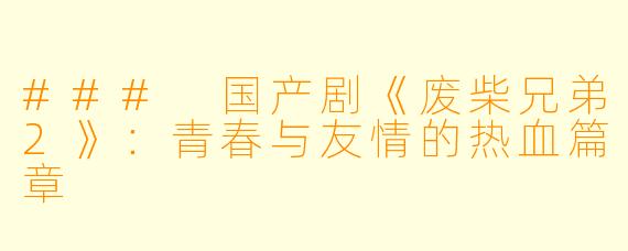 ### 国产剧《废柴兄弟2》：青春与友情的热血篇章