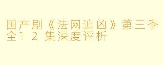 国产剧《法网追凶》第三季全12集深度评析