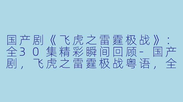 国产剧《飞虎之雷霆极战》：全30集精彩瞬间回顾-国产剧，飞虎之雷霆极战粤语，全30集