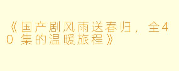 《国产剧风雨送春归，全40集的温暖旅程》