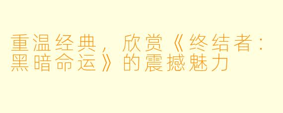 重温经典,欣赏《终结者:黑暗命运》的震撼魅力