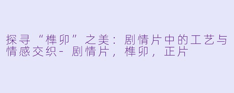 探寻“榫卯”之美：剧情片中的工艺与情感交织-剧情片，榫卯，正片