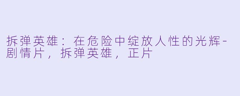 拆弹英雄：在危险中绽放人性的光辉-剧情片，拆弹英雄，正片
