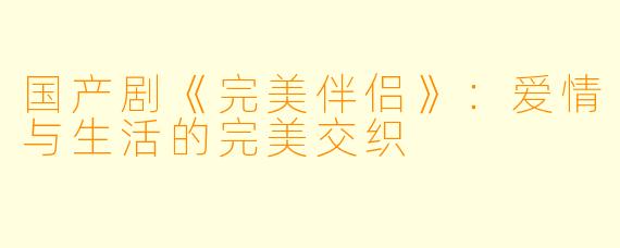 国产剧《完美伴侣》：爱情与生活的完美交织