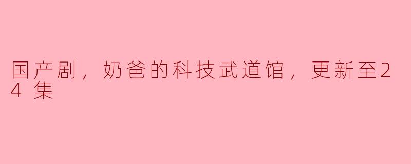 国产剧，奶爸的科技武道馆，更新至24集
