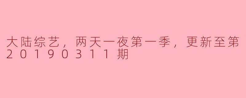 大陆综艺，两天一夜第一季，更新至第20190311期