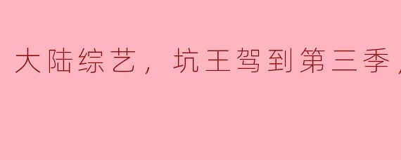 ### 《大陆综艺新篇章：坑王驾到第三季全46期精彩回顾》