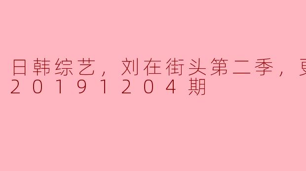 日韩综艺，刘在街头第二季，更新至第20191204期