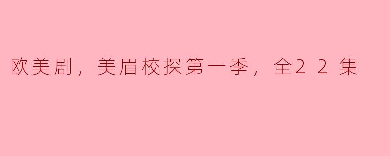欧美剧，美眉校探第一季，全22集