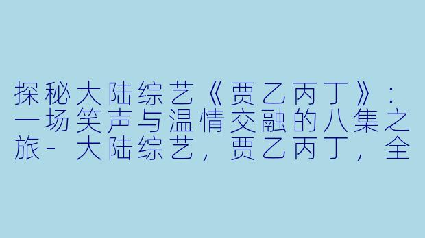 探秘大陆综艺《贾乙丙丁》：一场笑声与温情交融的八集之旅-大陆综艺，贾乙丙丁，全8集
