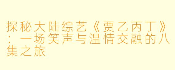 探秘大陆综艺《贾乙丙丁》:一场笑声与温情交融的八集之旅