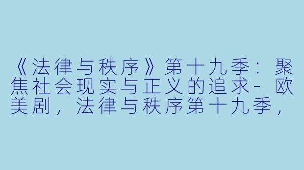 《法律与秩序》第十九季：聚焦社会现实与正义的追求-欧美剧，法律与秩序第十九季，更新至06集