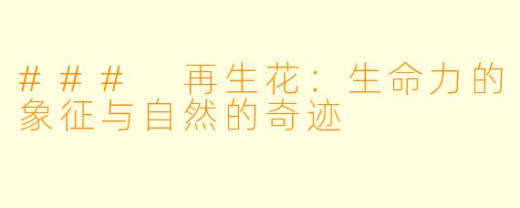### 再生花：生命力的象征与自然的奇迹