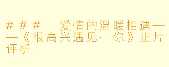 ### 爱情的温暖相遇——《很高兴遇见·你》正片评析