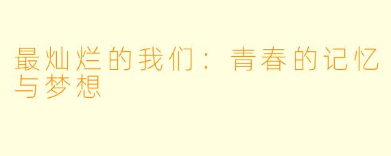 最灿烂的我们：青春的记忆与梦想