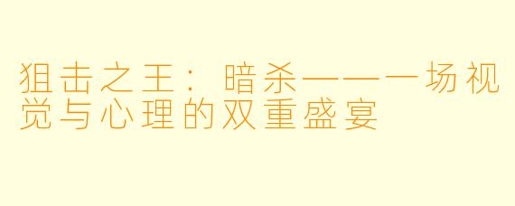 狙击之王：暗杀——一场视觉与心理的双重盛宴