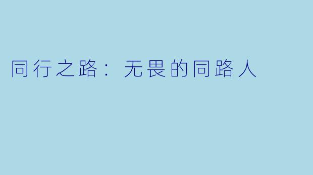 同行之路：无畏的同路人