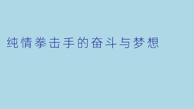 纯情拳击手的奋斗与梦想