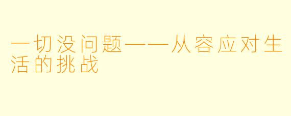 一切没问题——从容应对生活的挑战