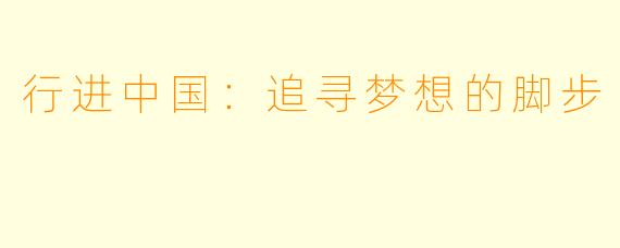 行进中国：追寻梦想的脚步