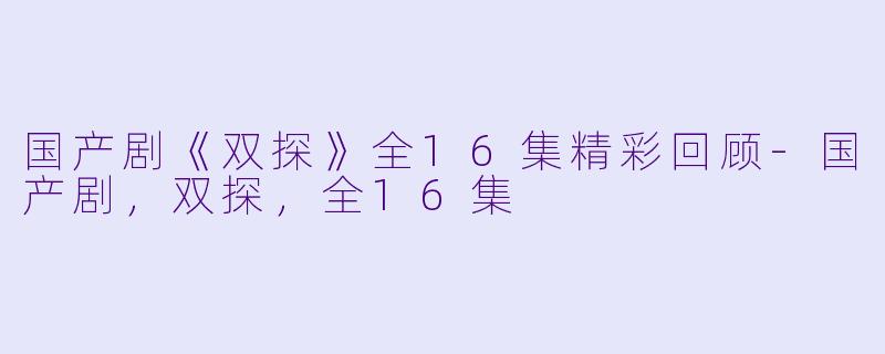 国产剧《双探》全16集精彩回顾-国产剧，双探，全16集