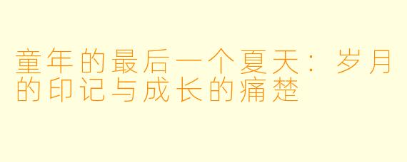 童年的最后一个夏天：岁月的印记与成长的痛楚
