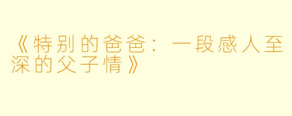 《特别的爸爸：一段感人至深的父子情》