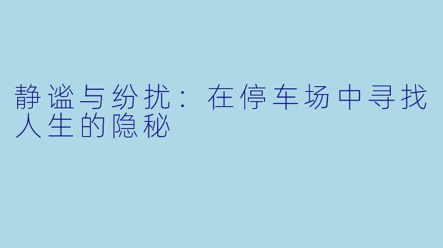 静谧与纷扰：在停车场中寻找人生的隐秘