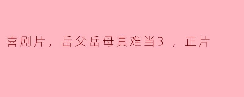 喜剧片，岳父岳母真难当3，正片