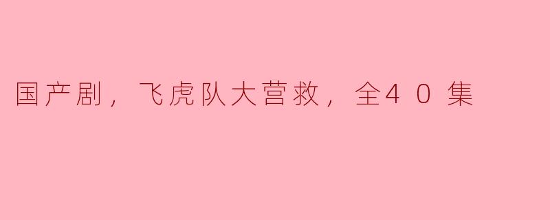 国产剧，飞虎队大营救，全40集