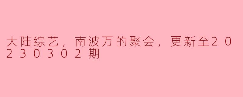 大陆综艺，南波万的聚会，更新至20230302期
