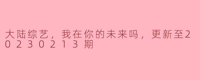 大陆综艺，我在你的未来吗，更新至20230213期