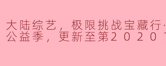 大陆综艺，极限挑战宝藏行·三区三州公益季，更新至第20201004期