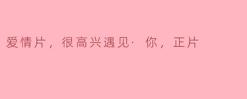 爱情片，很高兴遇见·你，正片