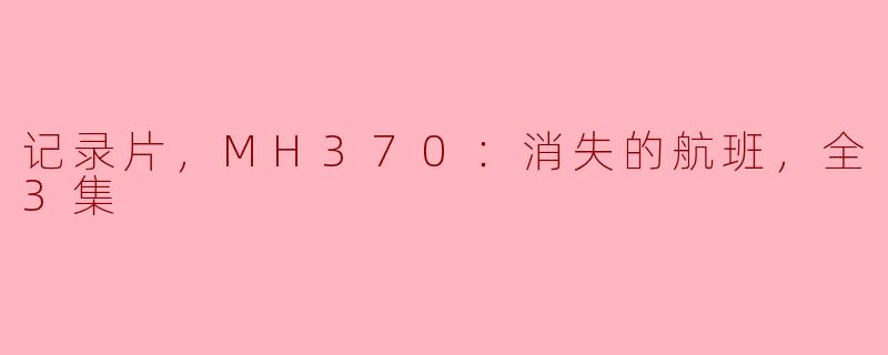 揭开谜底：《MH370：消失的航班》全3集纪录片探寻航空之谜