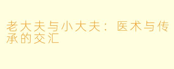 老大夫与小大夫：医术与传承的交汇