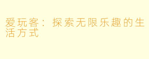 爱玩客：探索无限乐趣的生活方式