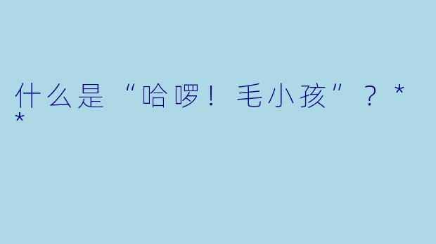 什么是“哈啰！毛小孩”？**