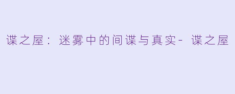 谍之屋：迷雾中的间谍与真实-谍之屋