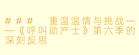 ### 重温温情与挑战——《呼叫助产士》第六季的深刻反思