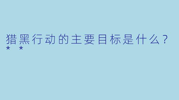猎黑行动的主要目标是什么？**